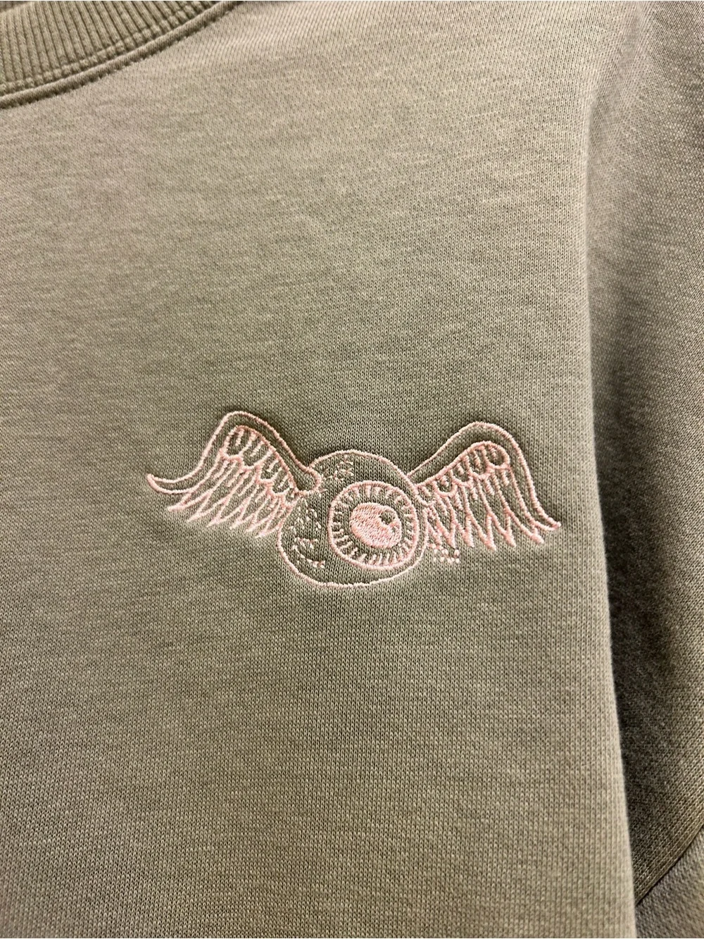 Von Dutch Men's Sage Green Crewneck Sweatshirt with Embroidered Logo